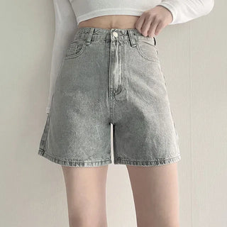 High-Waisted Denim Pants Knee-Length Length Knee-Length Vintage Spring Summer Denim Shorts Denim Shorts