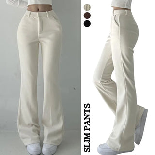 Winter Fleece-lined Corduroy Hidden Button Corduroy Fleece-lined Bootcut Slacks High-waisted Fleece Pants