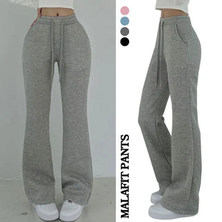 Fleece-lined  High-Waisted Slim Fit Elastic Waist Bootcut Pants Shape-Shaping Fit Super Slim Bootcut Pants Fleece-lined Pants Training Pants
