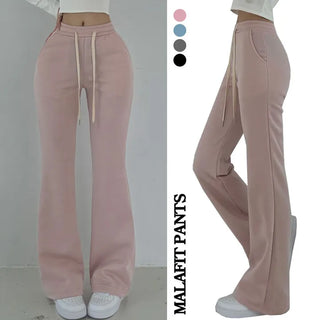 Fleece-lined  High-Waisted Slim Fit Elastic Waist Bootcut Pants Shape-Shaping Fit Super Slim Bootcut Pants Fleece-lined Pants Training Pants