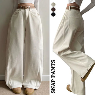 Winter Fleece-lined Corduroy Balloon Fit Training Pintuck Wide Pants