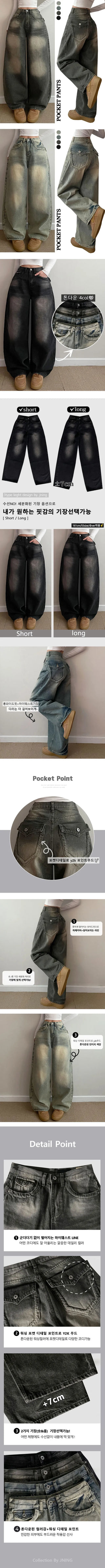 Washed Pocket Detail Vintage High-Waisted Long Wide Denim Pants Pants Jeans Spring