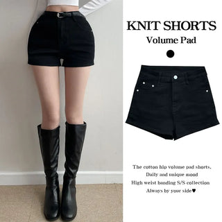 Body-Correcting Hip Padding Basic Shorts High-Waisted Spandex Hot Pants  Daily Spring Hip Pad Pants Transitional Daily Short Pants