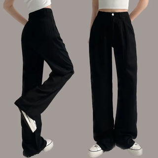 High-waisted Elastic Waist Cool Pintuck Wide Pants Summer Stretch Wide Pants