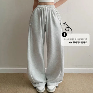 Side Snap Buckle Button Training Tracksuit Pants Spring High-Waisted Elastic Pants