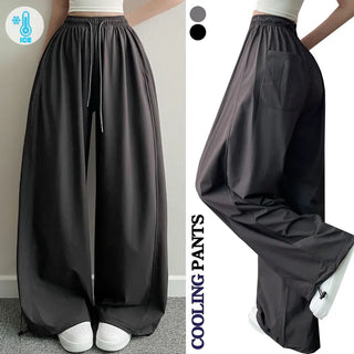 Summer Cool  Summer High-Waisted Waist Wide Elastic Waist Pants Summer Lower Body Cover Balloon Fit Wide Long Training Pants