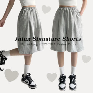 Elastic Waist Janing Pintuck Bermuda Short Wide Training Pants