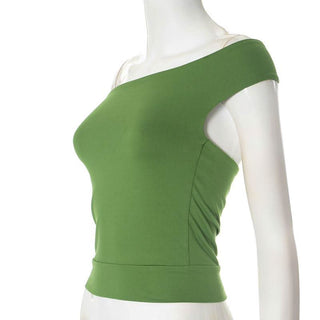 Hollow out off shoulder solid crop cut out top