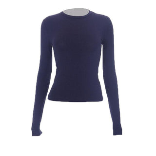 Crewneck solid long sleeve top