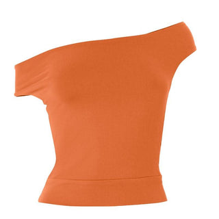 Hollow out off shoulder solid crop cut out top