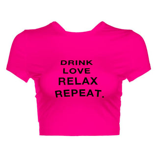 Short sleeve crewneck ruched letter print crop top