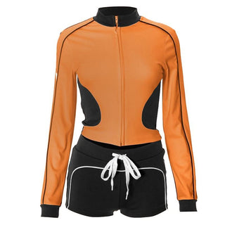 Zip-up Long sleeve drawstring low rise contrast pant set