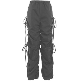 Drawstring self tie solid ruched pant