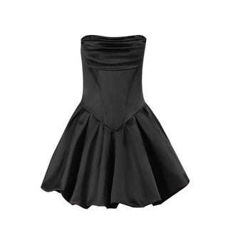 Zip-up ruched backless solid tube mini dress