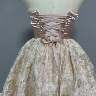 Sweetheart neck gloves drawstring ruffle lace up tube mini dress