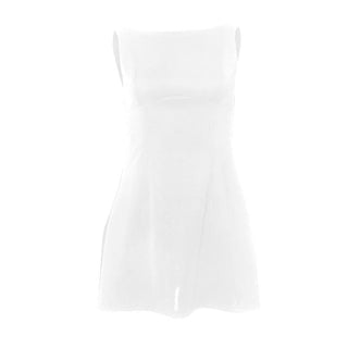 Backless solid hollow out sleeveless cut out mini dress