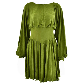 Button ruched corset solid long sleeve mini dress-final-sale