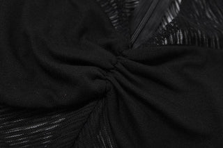 High neck ruched hollow out mesh zip-up tank cut out top