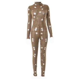 Crochet hollow out high neck lace up solid jumpsuit-final-sale