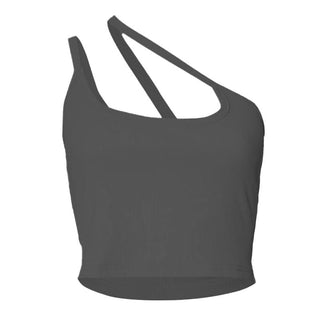 One shoulder ribbed irregular backless top