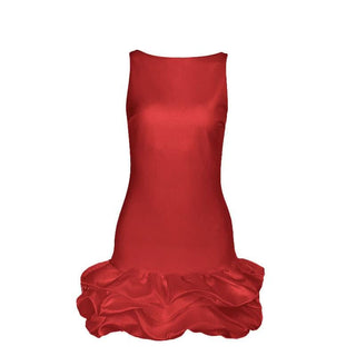 Zip-up ruched solid backless mini dress