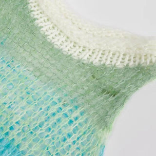 Contrast crochet knit sleeveless crop top