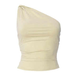 One shoulder ruched backless irregular top