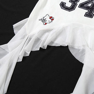 Ruffle letter print irregular backless tube top