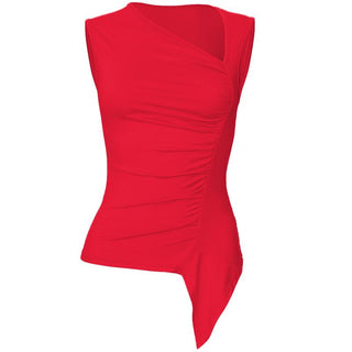 Ruched irregular ruffle solid tank top