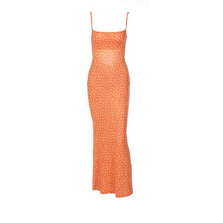 Flower print contrast cowl neck backless cami maxi dress