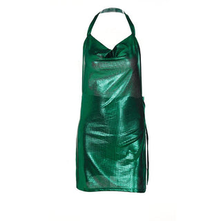 Halter cowl neck metallic high slit backless mini dress