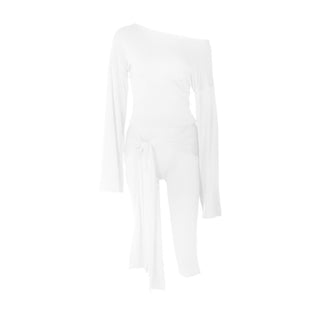 Irregular long sleeve medium rise solid pant set