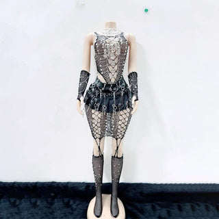 Skull fishnet hollow out tank cut out top