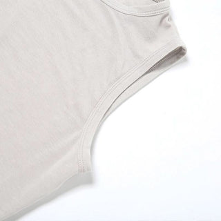 Hollow out crewneck ruched letter print sleeveless cut out top