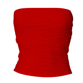 Textured solid backless ruched tube top