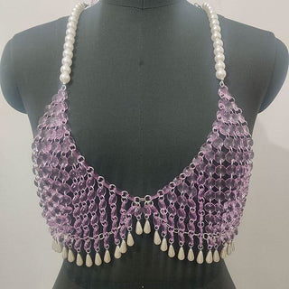 Crystal v neck tassels hollow out cami cut out top