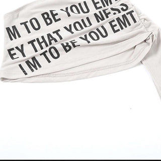 Hollow out crewneck ruched letter print sleeveless cut out top