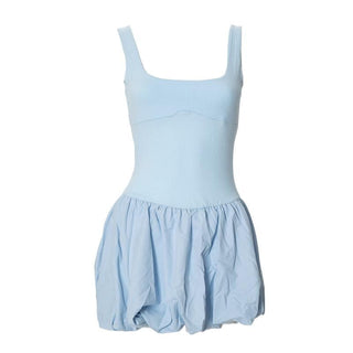 Square neck solid ruched backless cami mini dress