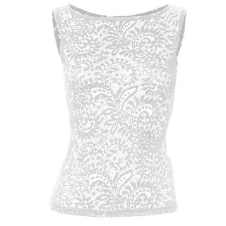 Lace see through round neck solid top