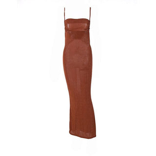 Sleeveless solid ruched self tie backless midi dress