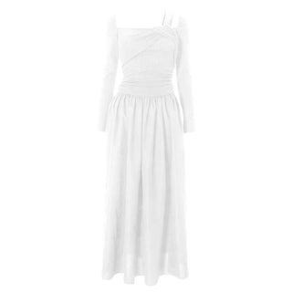 Long sleeve ruched textured irregular knotted maxi dress