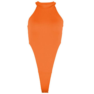 Sleeveless halter solid bodysuit