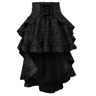 Lace up corset ruffle textured zip-up mini skirt