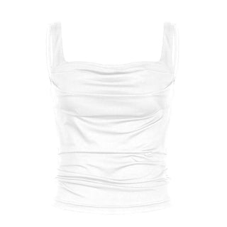 Sleeveless ruched solid backless cami top