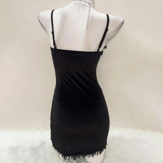 V neck cross applique bowknot cami mini dress