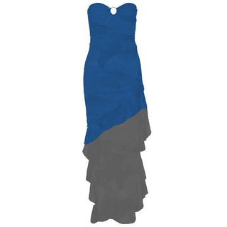 Ruffle o ring hollow out ruched irregular tube cut out midi dress