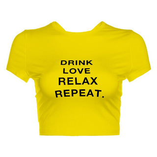 Short sleeve crewneck ruched letter print crop top