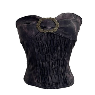 Ruched smocked tie dye contrast tube top