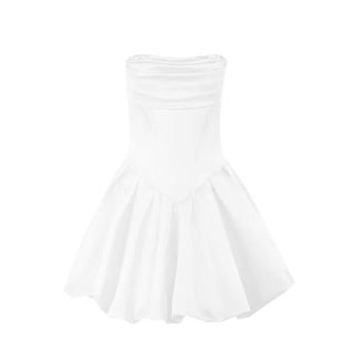 Zip-up ruched backless solid tube mini dress