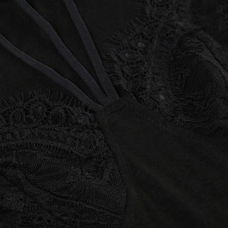 Long sleeve lace hem hollow out bodysuit